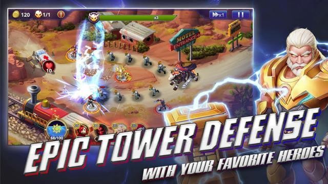 Thưởng thức lối chơi phòng thủ tháp hấp dẫn với các anh hùng huyền thoại trong game D-MEN The Defenders