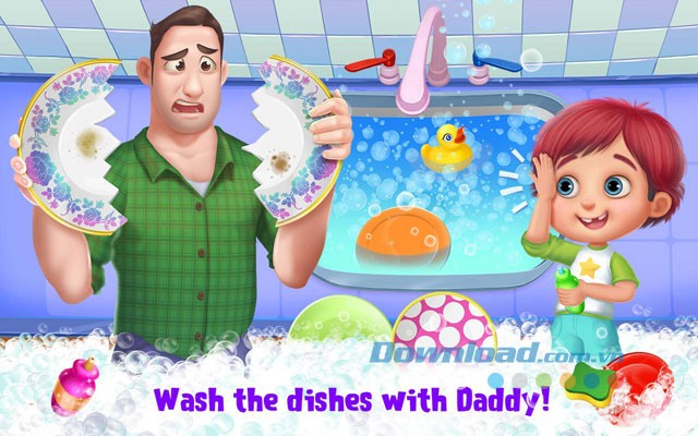 Giúp bố rửa bát trong game