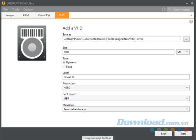 Tạo ổ đĩa ảo