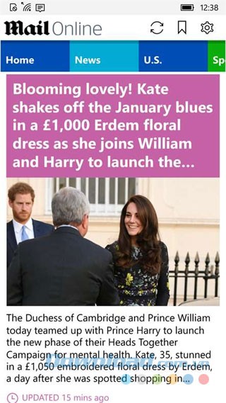 Giao diện Daily Mail Online