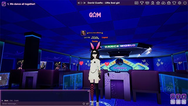 Dance World giả lập thế giới âm nhạc và khiêu vũ sôi động, nơi chúng ta kết bạn và tương tác vui vẻ