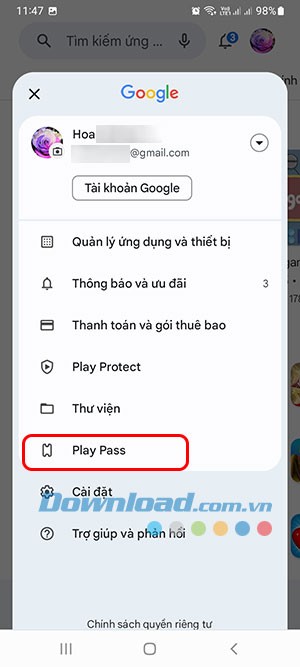 Chọn Play Pass