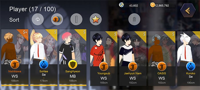 Một số nhân vật trong game bóng chuyền The Spike - Volleyball Story