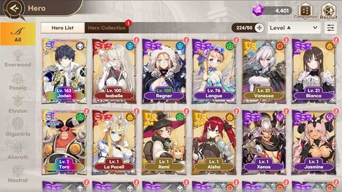 Demian Saga: Cấp bậc nhân vật chi tiết