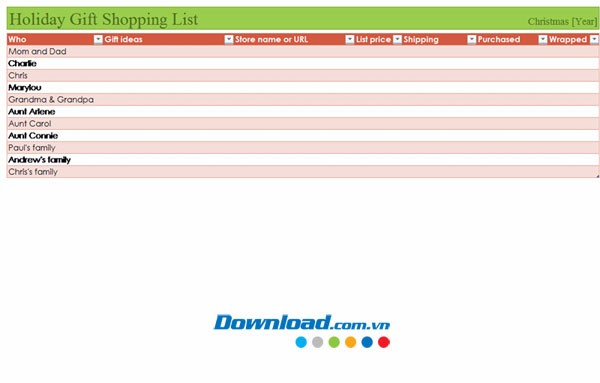 Danh sách mua sắm quà tặng cho kỳ nghỉ