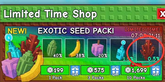 Mở Exotic Seed Pack để có cơ hội nhận hạt giống hiếm
