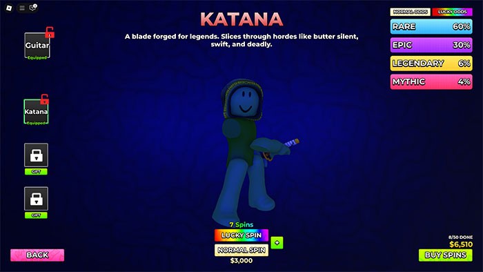 Katana là lựa chọn vũ khí khởi đầu khá tốt trong Hunty Zombie