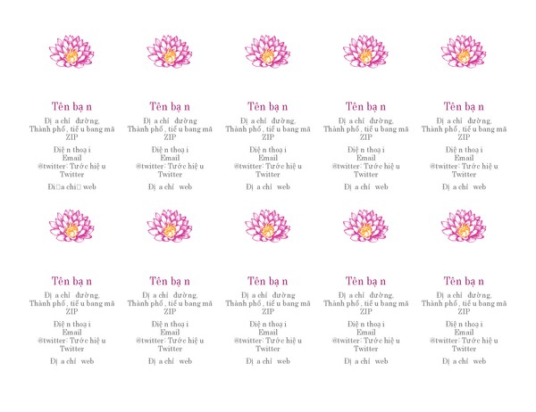 Danh thiếp cá nhân hình bông hoa (hướng dọc)