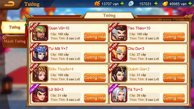 Cường Hoá nhân vật chơi Danh Tướng 3Q