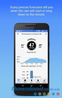 Ứng dụng dự báo thời tiết Dark Sky cho Android