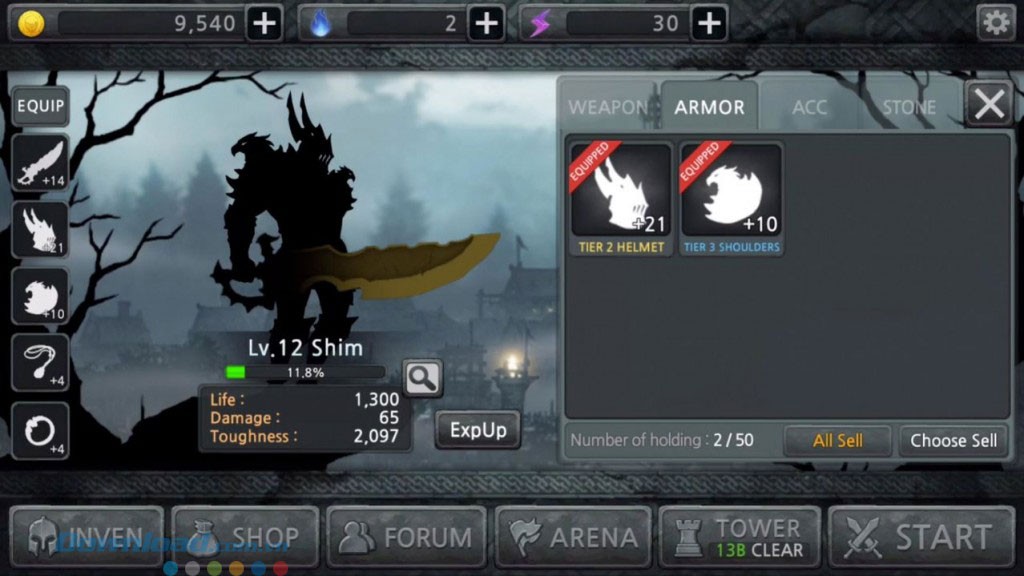 Nâng cấp cho nhân vật