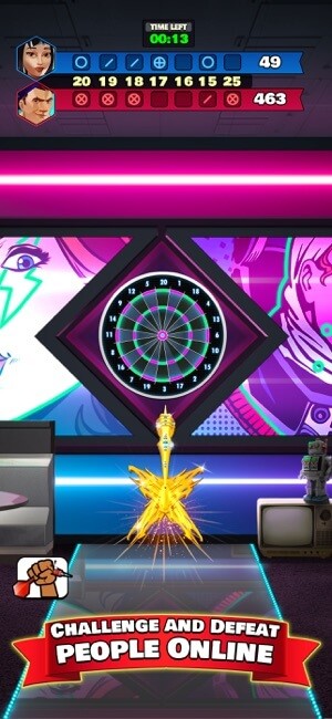 Thách thức và đánh bại người chơi khác online trong game ném phi tiêu Darts Club