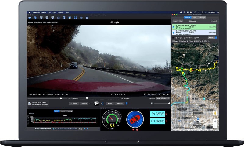 Giao diện phần mềm Dashcam Viewer