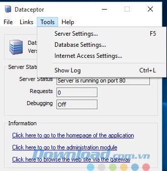 Giao diện phần mềm Dataceptor