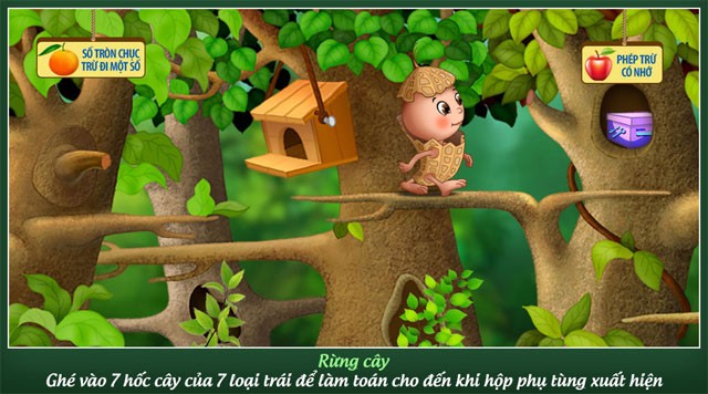 Ghé vào 7 hốc cây của 7 loại trái cây để làm toán
