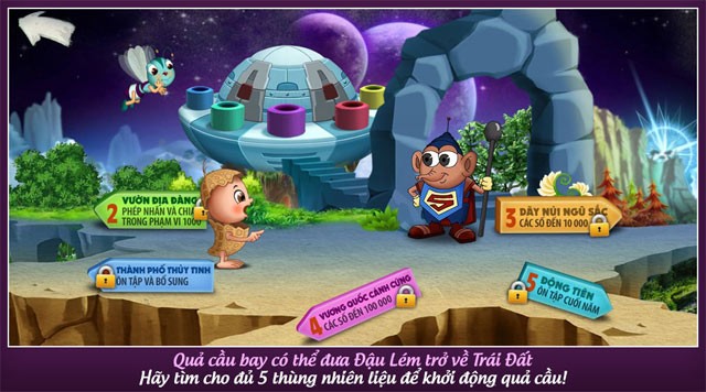 Tải Đậu Lém Phiêu lưu ký - Toán 3 để đưa Đậu Lém trở về trái đất