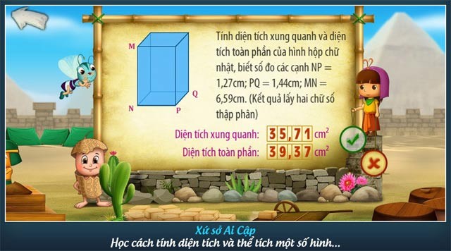 Tính diện tích và thể tích