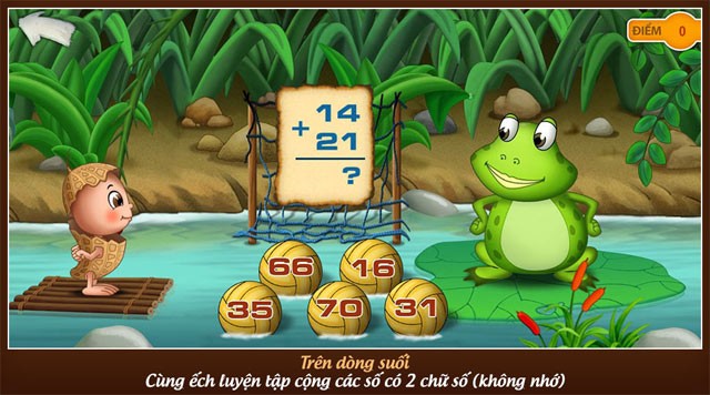 Cùng Ếch luyện tập cộng các số có 2 chữ số (không nhớ)