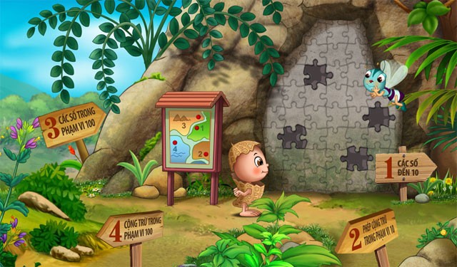 Nhiệm vụ trong Đậu Lém Phiêu lưu ký - Toán 1 là tìm được 4 mảnh ghép mở cửa hang