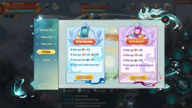 Đa dạng loại tính năng để game thủ sử dụng tu luyện, phát triển nhân vật