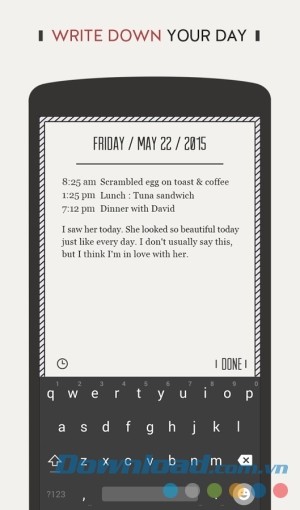 Viết xuống mọi hoạt động lên DayGram cho Android