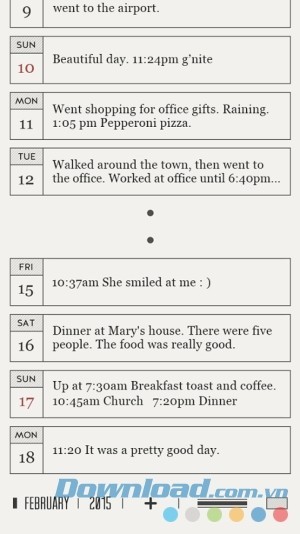 Dòng nhật ký trên DayGram cho Android