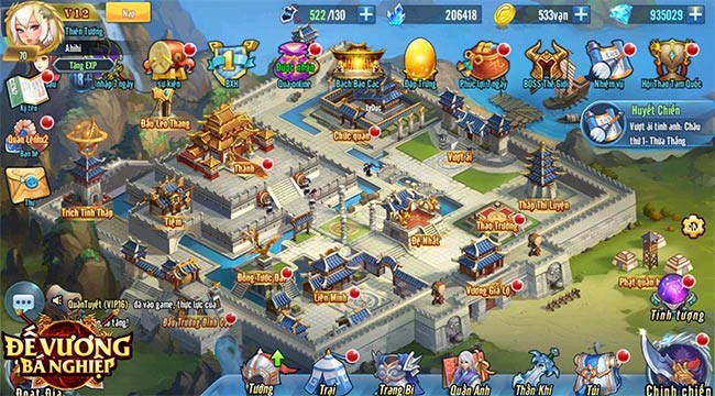 Giao diện chính của Đế Vương Bá Nghiệp