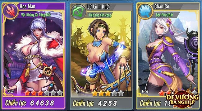 Chiến lực của các nhân vật trong Đế Vương Bá Nghiệp