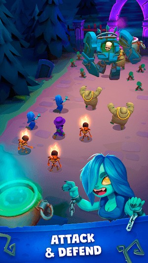 Tham gia các cuộc tấn công và phòng thủ với đội quân quái vật của bạn trong Dead Wars Clash Arena Battles