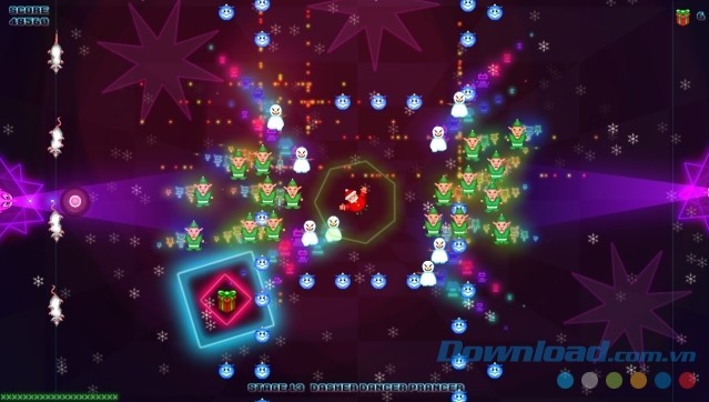 Ông già Noel xuất hiện ở chính giữa màn hình trong game Giáng Sinh miễn phí Death Ray Santa cho máy tính