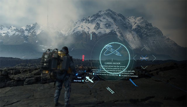 Trang bị cho nhân vật áo giáp, vũ khí... tối tân để sống sót trên hành trình chinh phục Death Stranding