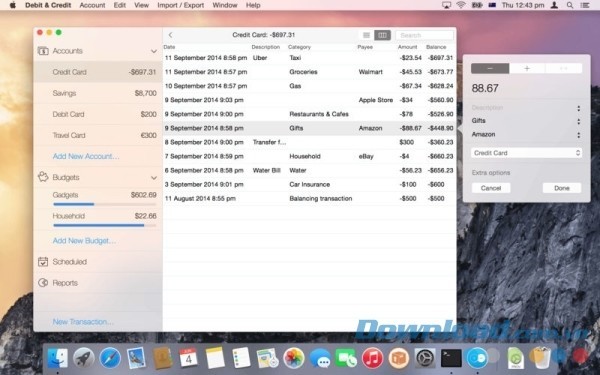 Ứng dụng quản lý tài chính miễn phí Debit & Credit cho Mac