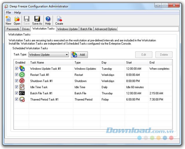 Giao diện phần mềm Deep Freeze Enterprise