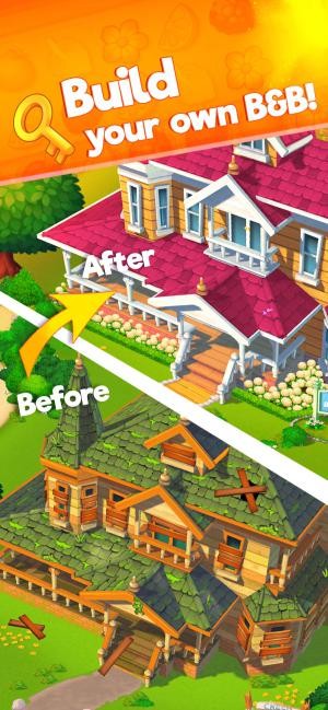 Delicious Bed Breakfast là game match-3 kết hợp với xây dựng nhà nghỉ thú vị