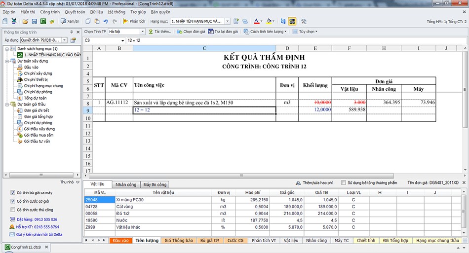 Kiểm tra phát hiện sai lệch đơn giá, công thức...
