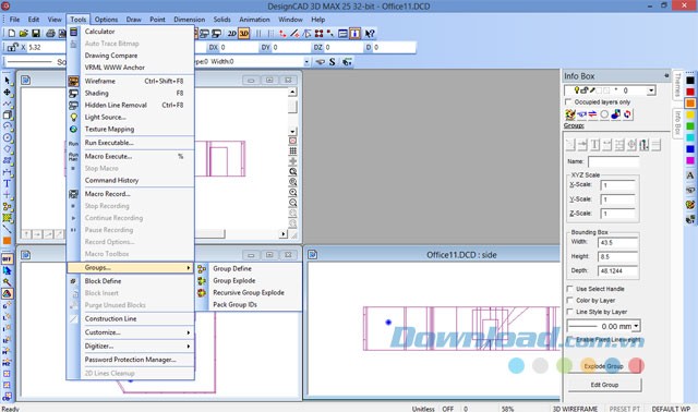 Lựa chọn trong mục Tools