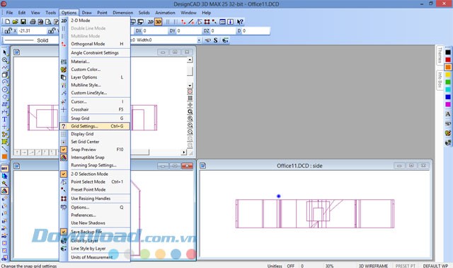 Mục Options của phần mềm có nhiều lựa chọn