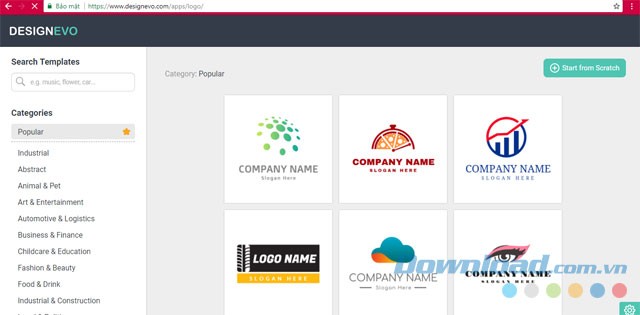 Giao diện DesignEvo