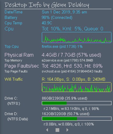 Giao diện Desktop Info