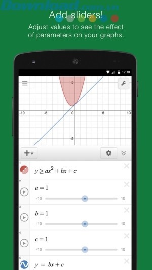 Thêm các thanh trượt thay đổi giá trị
