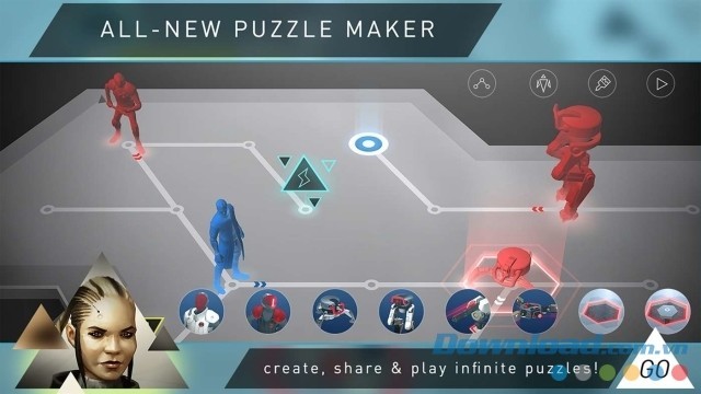 Tạo ra, chia sẻ và khám phá các bài chơi giải đố của game Deus Ex GO cho máy tính và Windows 10 Mobile