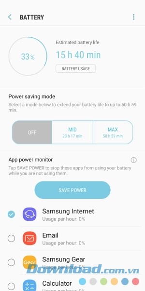 Device Maintenance cho Android tối ưu năng lượng pin