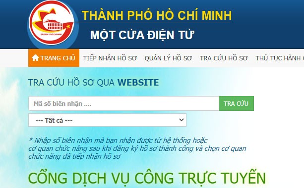 Giao diện chính của Cổng dịch vụ công Thành phố Hồ Chí Minh