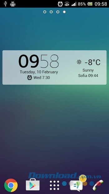 Digital Clock Widget Xperia hiển thị thông tin thời tiết trên widget