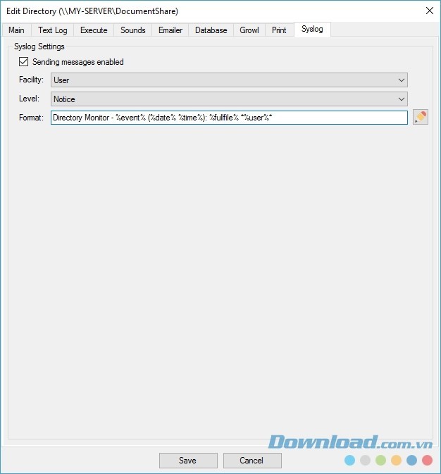 Directory Monitor tích hợp syslog