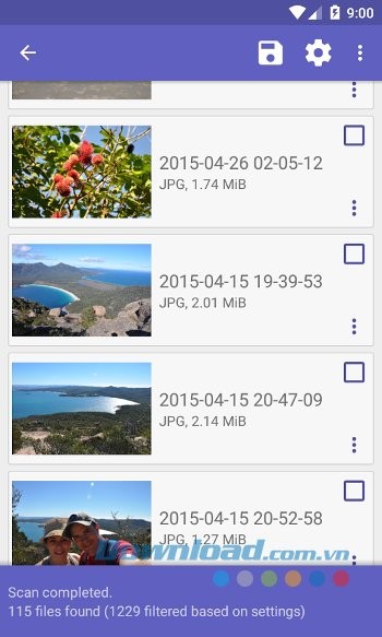 Tính năng quét ảnh trên thiết bị của DiskDigger