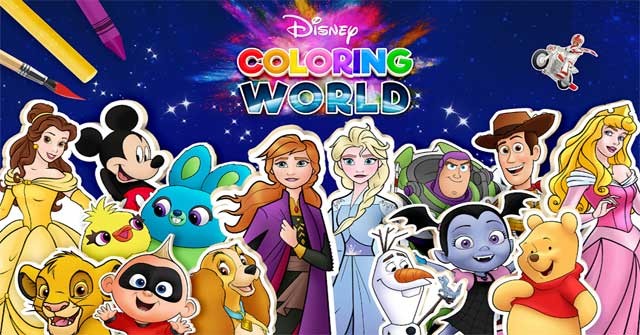 Disney Coloring World là game tô màu lấy chủ đề vũ trụ Disney và Pixar cho bé