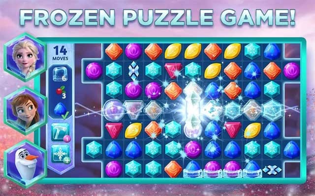 Thử sức với hàng trăm màn chơi match-3 tuyệt đẹp trong game Frozen Adventure