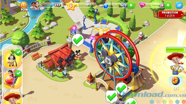 Giao diện game xây thành phố Disney Magic Kingdom
