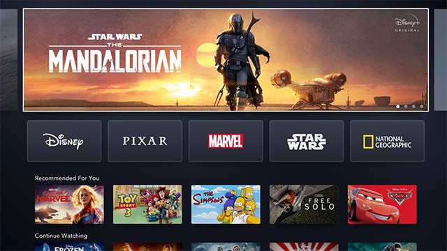 Disney Plus phát nội dung từ Disney, Pixar, Marvel, Star Wars và National Geographic...